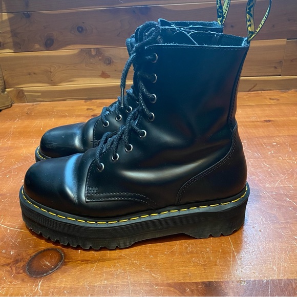 Dr Martens Jadon Platform Black Leather Boots - Picture 2 of 6